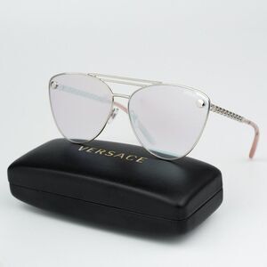 NEW Versace VE2267 10007V Silver Pink Mirror White Pilot Unisex Sunglasses
